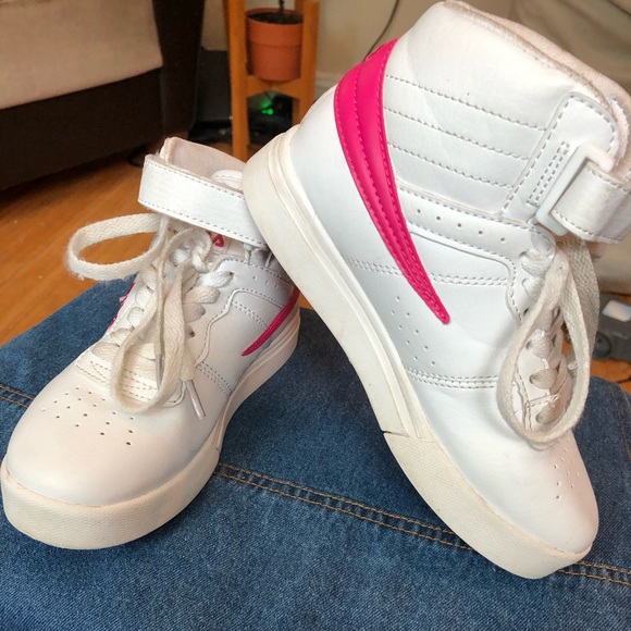 white and pick girls sneakers - Picture 4 of 5